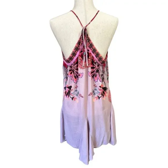 Free People Magic Garden Slip Dress Women Small Purple Floral Wrap Fairy Whimsy - Picture 5 of 11
